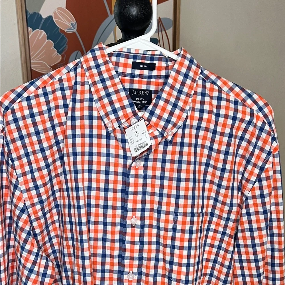 J. Crew Men's Slim Fit Flex Washed Plaid Button-Down Shirt Size XL NEW